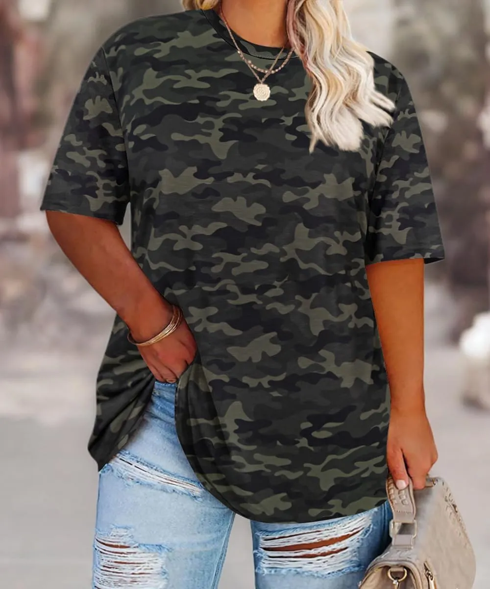 RITERA Women's Plus Size Crewneck Tops Short Sleeve Oversized T Shirt for Women Spring Summer XL 5XL