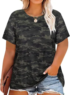 RITERA Women's Plus Size Crewneck Tops Short Sleeve Oversized T Shirt for Women Spring Summer XL 5XL