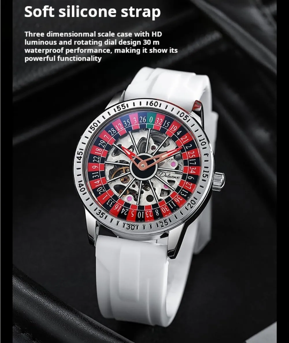 Rotating Wheel Dial Mechanical Watches for Men Luxury Hollow Skeleton Trendy Automatic Watch Waterproof Luminous Personality Wristwatch