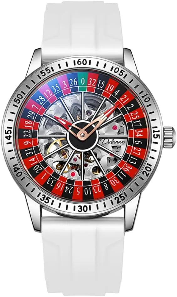 Rotating Wheel Dial Mechanical Watches for Men Luxury Hollow Skeleton Trendy Automatic Watch Waterproof Luminous Personality Wristwatch
