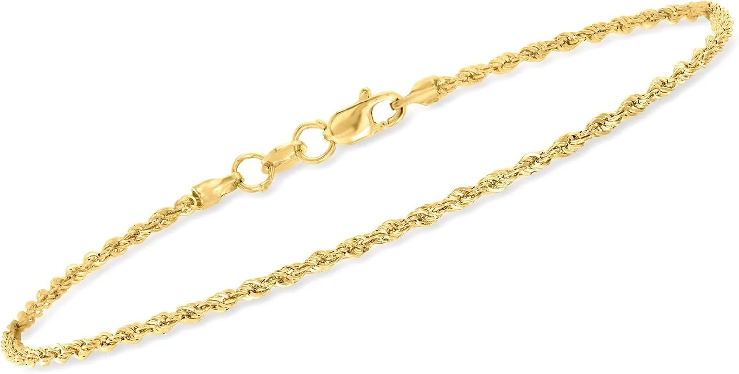 RS Pure by Ross-Simons 1.5mm 14kt Yellow Gold Twisted Rope-Chain Bracelet