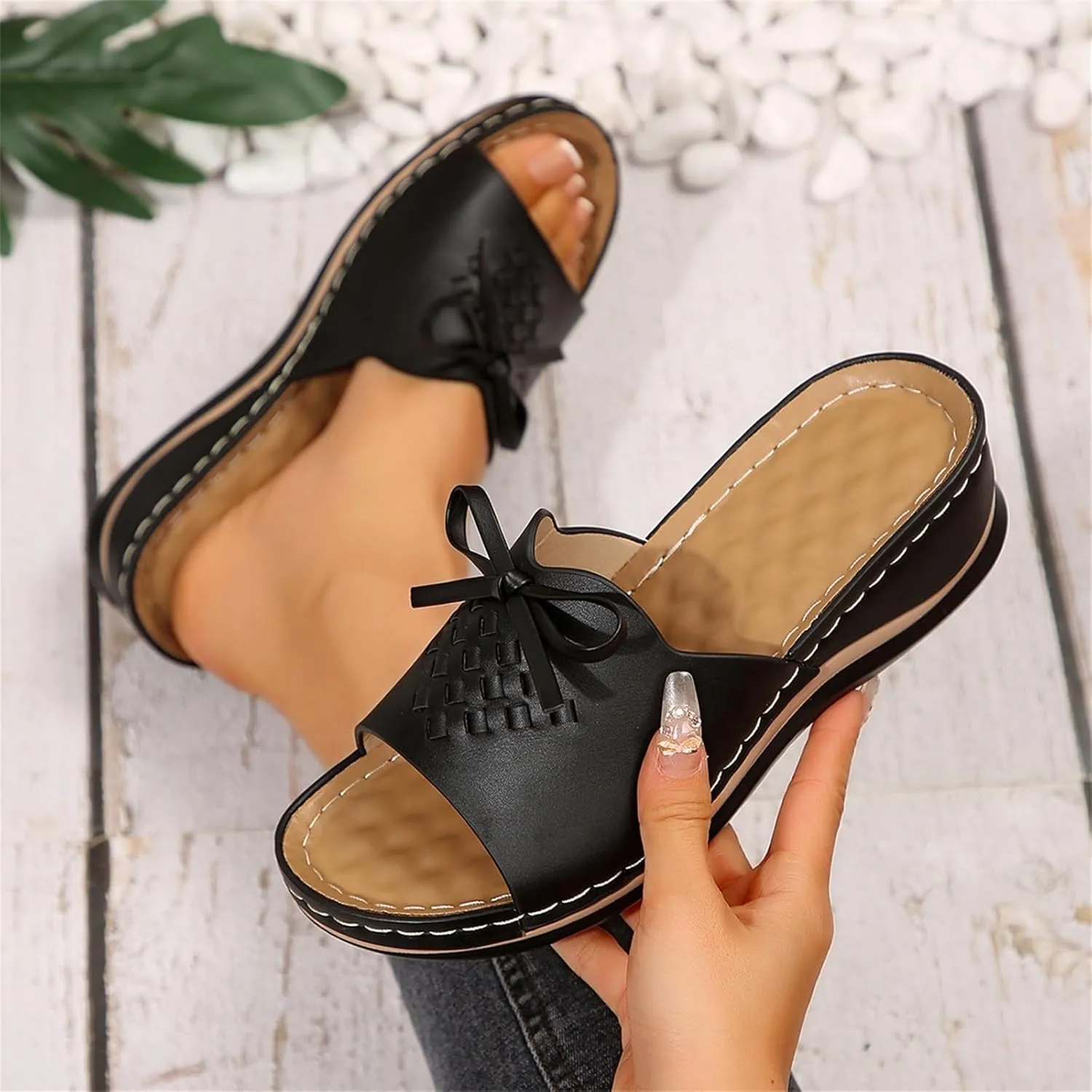 Sandals for Women 2025 Comfortable Arch Support Open Toe Soft Insole Beach Vacation Slingback Slip-On Wedge Sandals