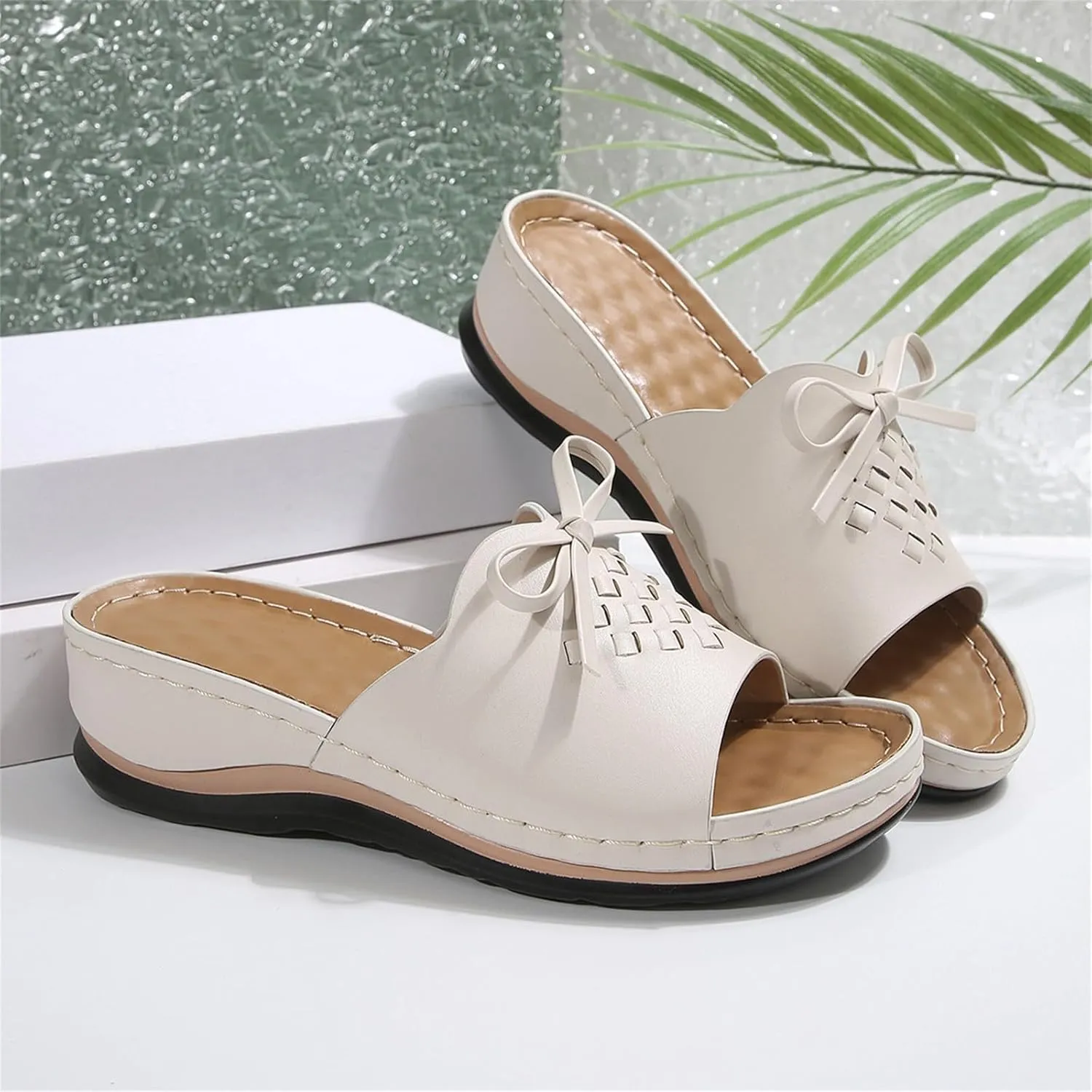 Sandals for Women 2025 Comfortable Arch Support Open Toe Soft Insole Beach Vacation Slingback Slip-On Wedge Sandals