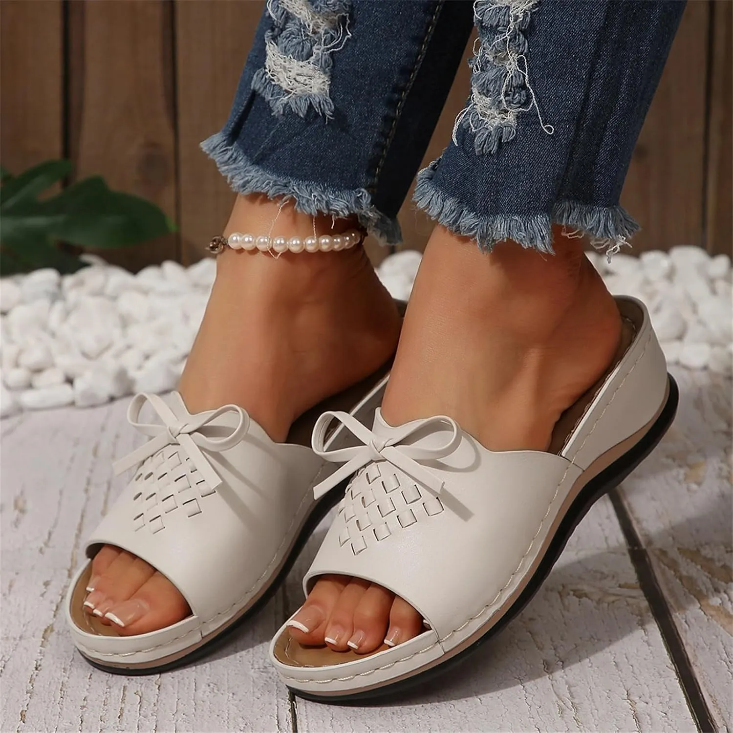 Sandals for Women 2025 Comfortable Arch Support Open Toe Soft Insole Beach Vacation Slingback Slip-On Wedge Sandals