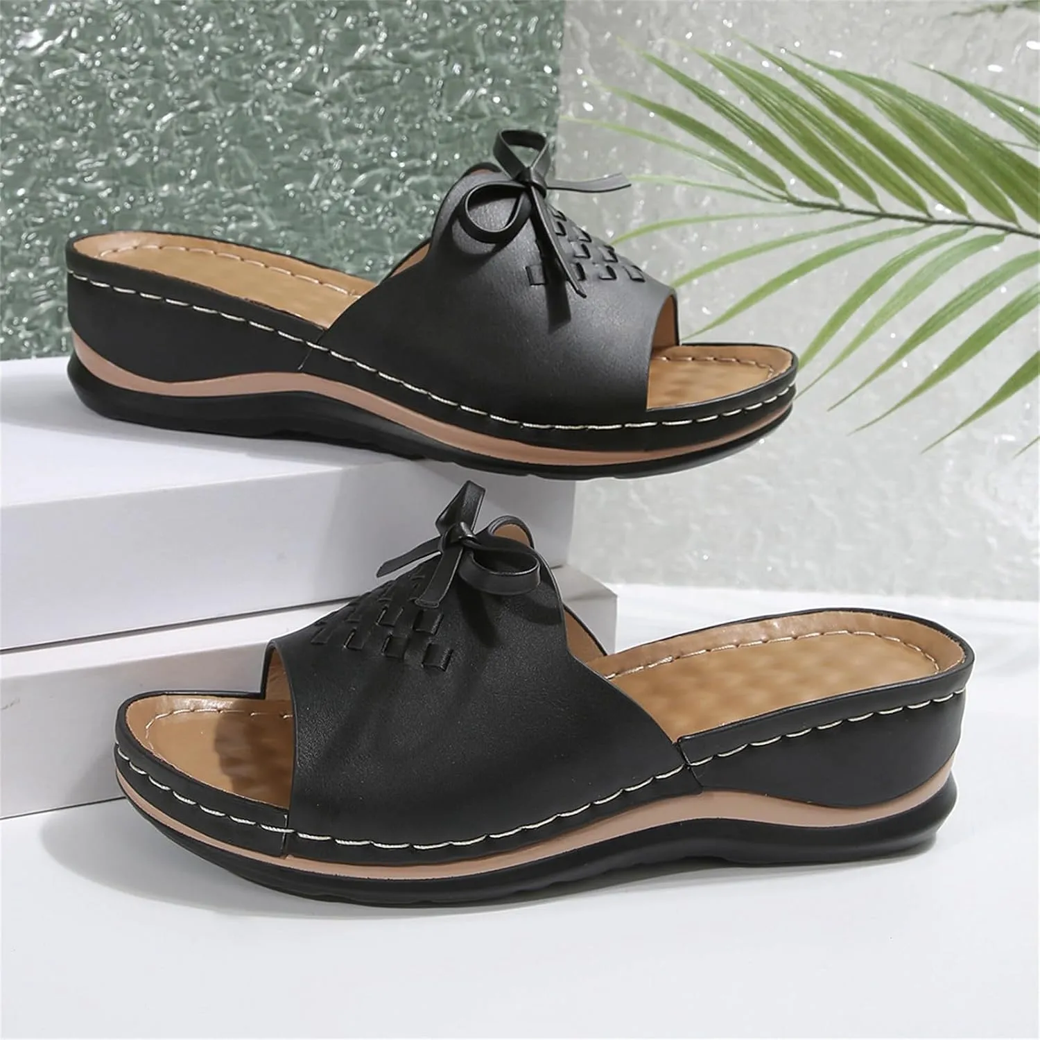 Sandals for Women 2025 Comfortable Arch Support Open Toe Soft Insole Beach Vacation Slingback Slip-On Wedge Sandals