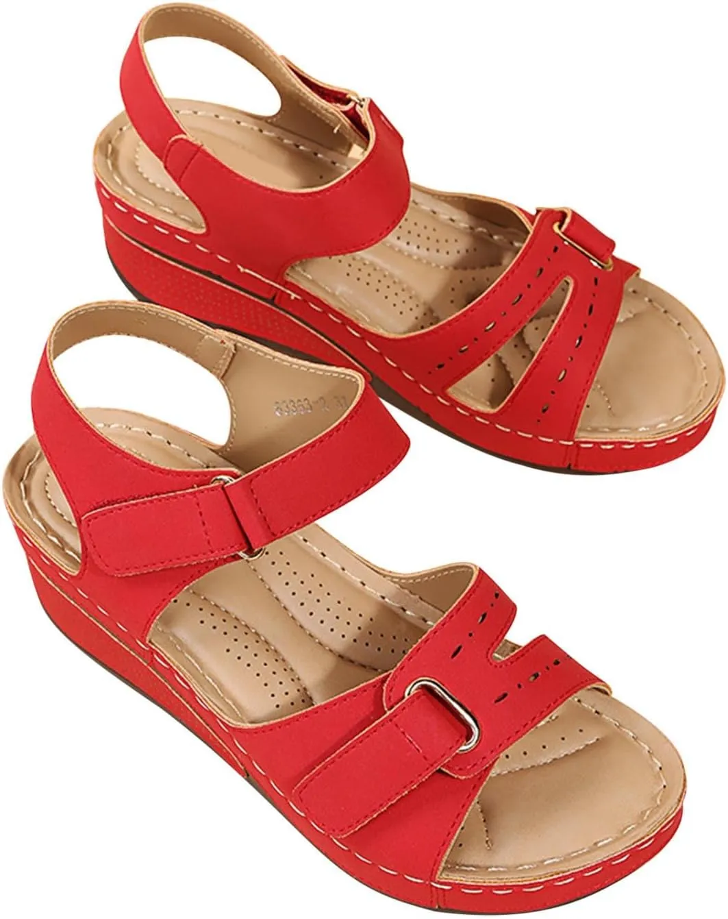 Sandals for women, Orthopedic Shoes for Women Plantar Fasciitis, Comfort Wedge Sandals, Open Toe Ankle Strap Sandals, Summer Wide Fit Cushion Walk Sandals with Arch Support
