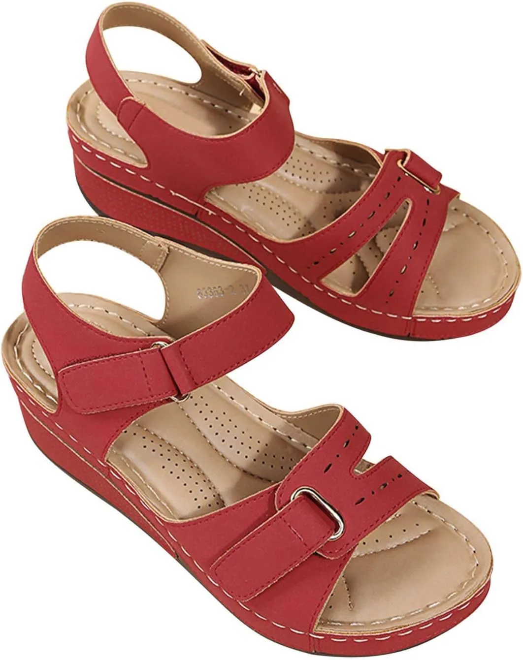 Sandals for women, Orthopedic Shoes for Women Plantar Fasciitis, Comfort Wedge Sandals, Open Toe Ankle Strap Sandals, Summer Wide Fit Cushion Walk Sandals with Arch Support