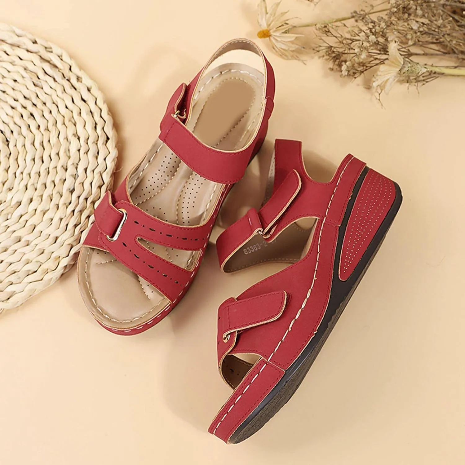 Sandals for women, Orthopedic Shoes for Women Plantar Fasciitis, Comfort Wedge Sandals, Open Toe Ankle Strap Sandals, Summer Wide Fit Cushion Walk Sandals with Arch Support