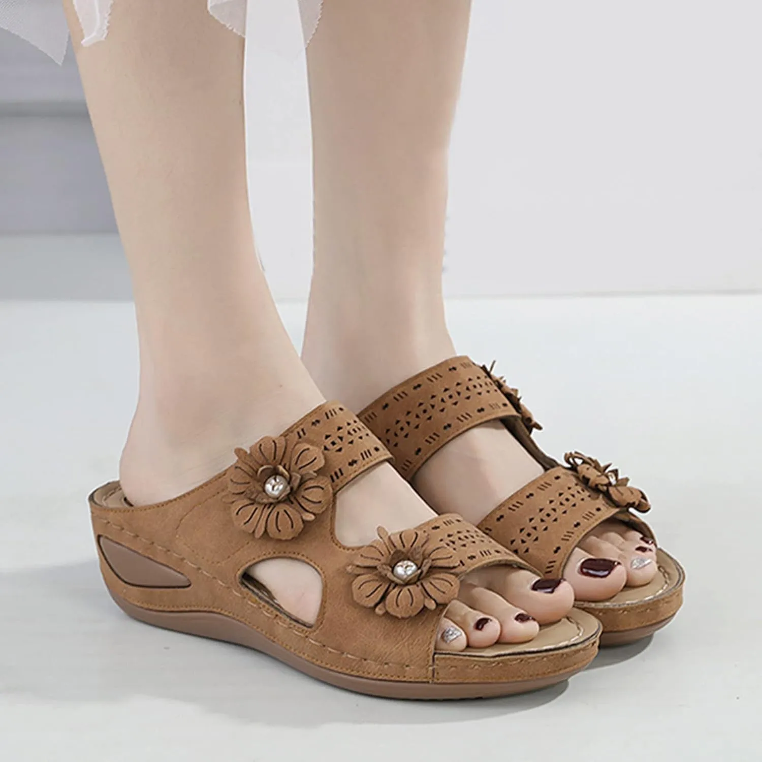 SBGMoSJ Shoes for Bunions and Wide Feet Women Summer Sandals for Women 2024 Black Gold Sandals for Women Dressy Flats Casual Summer Sandals Orthopedic Flip Flops with Heel Zapatos Plataforma De Mujer