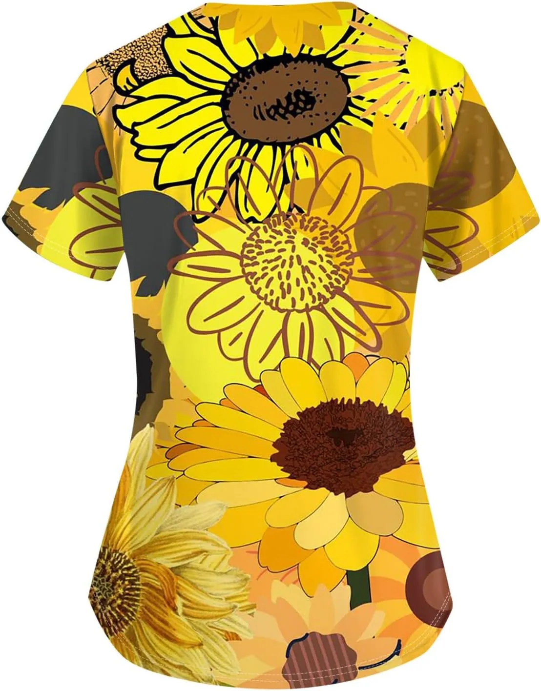 Scrubs for Women Short Sleeve V Neck Print Tops Nursing Working Uniform T-Shirts Casual Caregiver Top