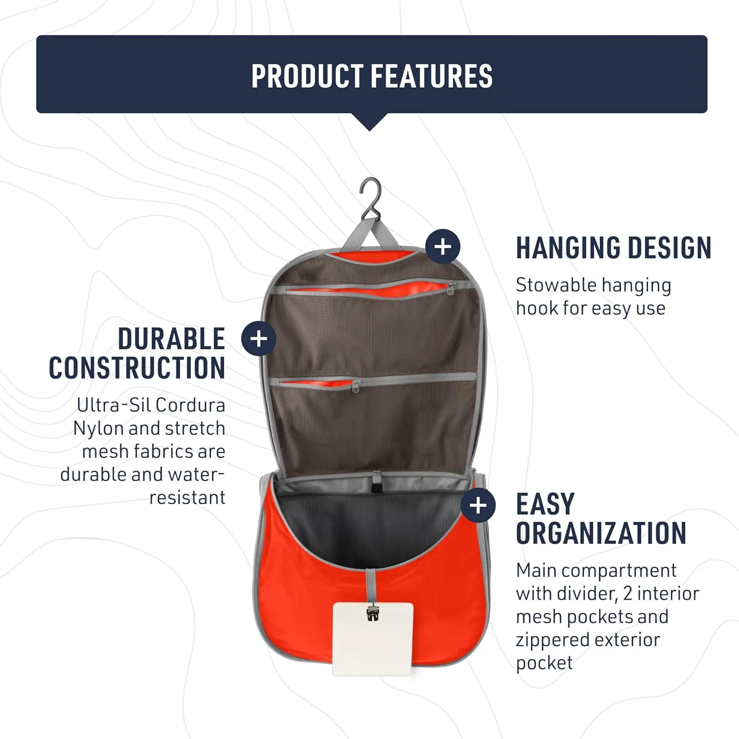 Sea to Summit Large Hanging Toiletry Bag, Travel Organizer for Men and Women, HighRise Grey