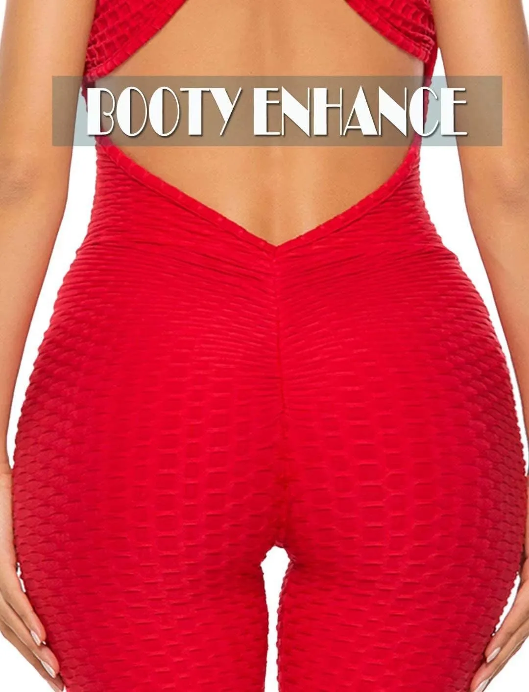 SEASUM Women Texture Bodysuit Sleevesless Sport One-Piece Backless Sexy Slimming Bodycon Rompers Jumpsuit M