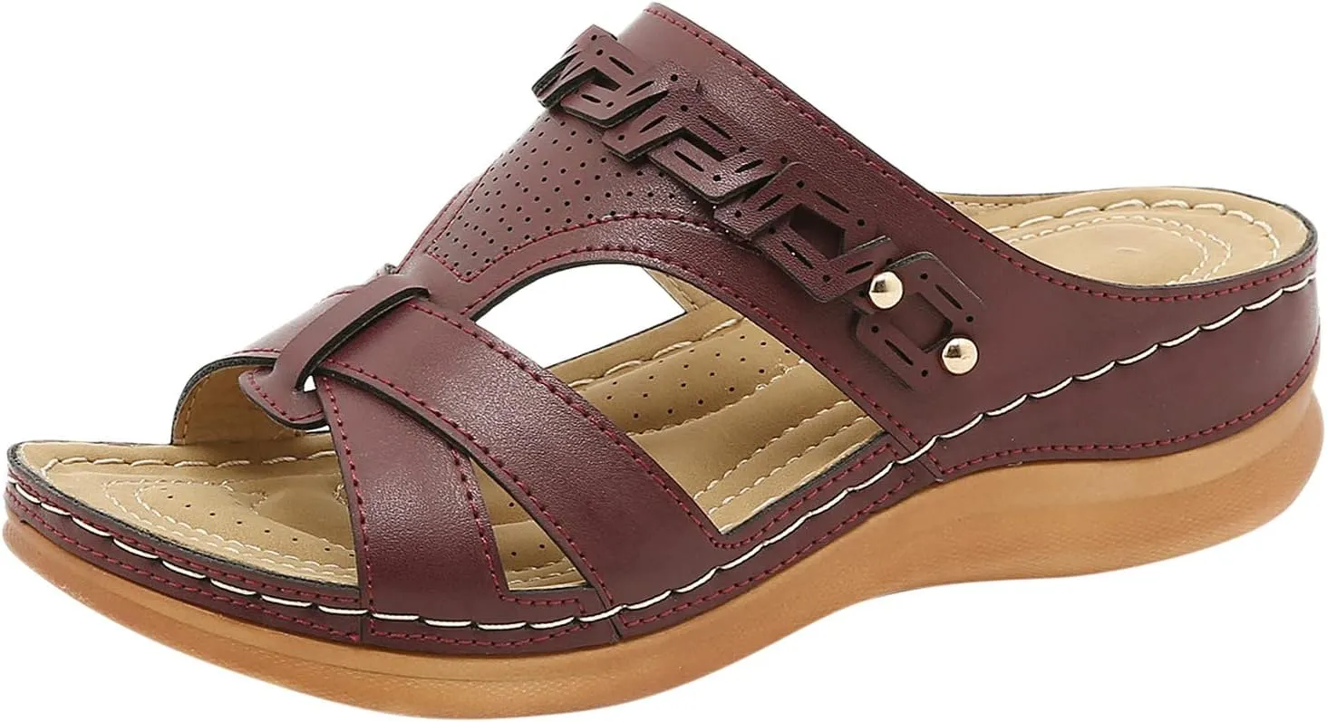 Shoes for Bunions and Wide Feet Women Sandalias Para Mujer Elegantes En Rojo White Sandals Women Comfort Arch Supports for Plantar Fasciitis Womens Orthopedic Shoes Slip On Heels for Women Dressy