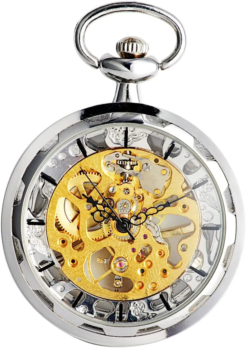 SIBOSUN Mechanical Pocket Watch for Men Pocket Watch with Chain Steampunk Skeleton Antique Men Women Pocket Watches