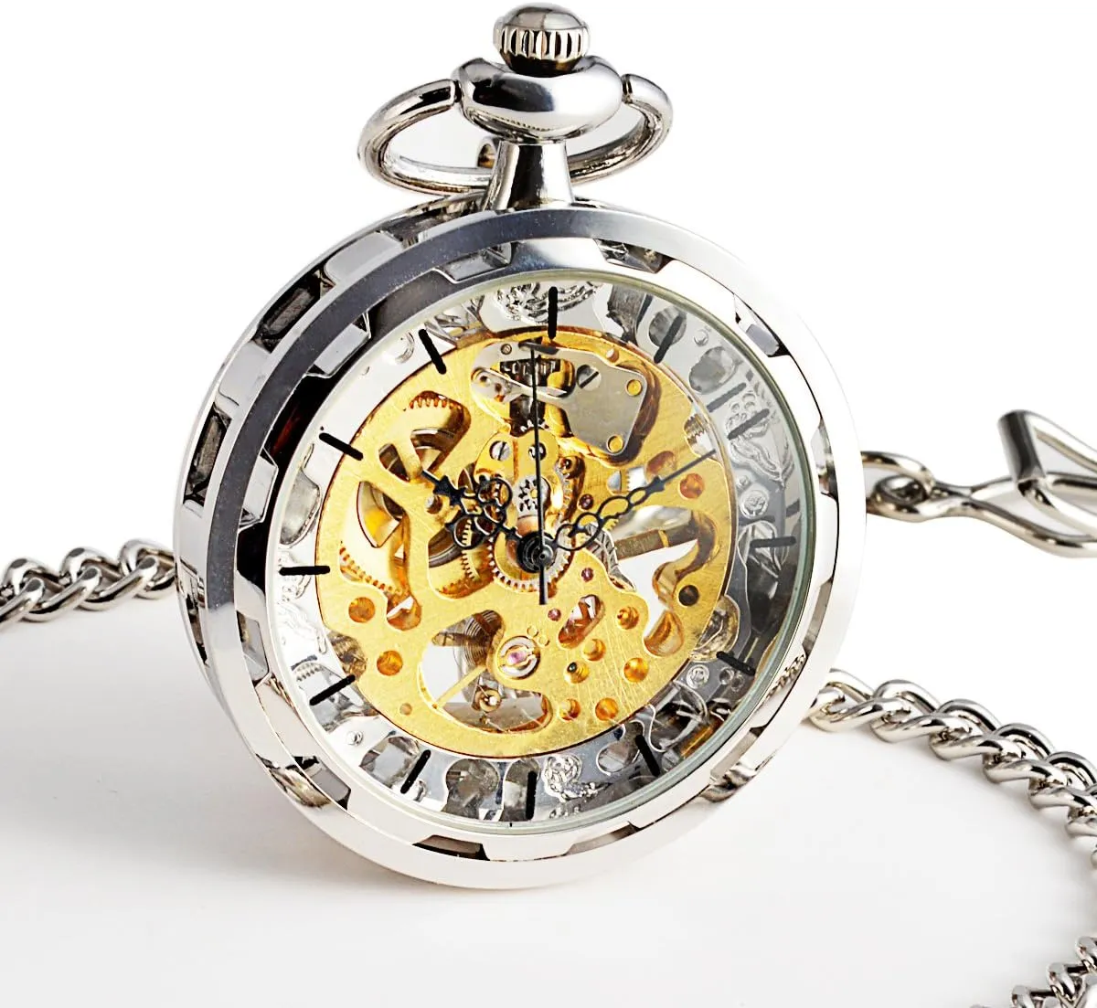 SIBOSUN Mechanical Pocket Watch for Men Pocket Watch with Chain Steampunk Skeleton Antique Men Women Pocket Watches