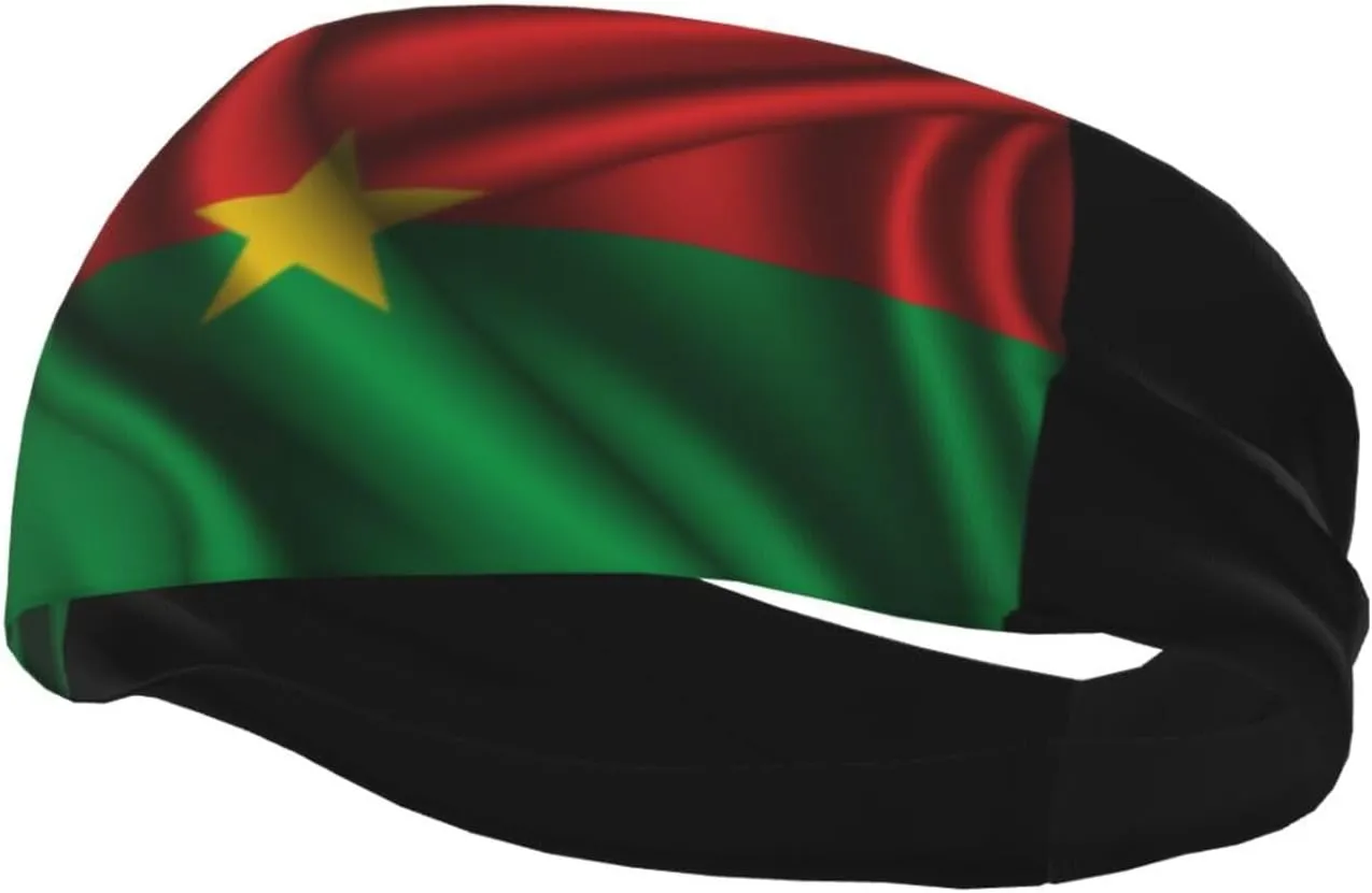 Silk Style Flag of Burkina Faso Headbands for Women Men Headband Wicking Athletic Sweatband for Basketball Running Gym Hairbands