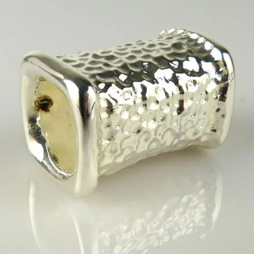 Simon Sebbag Hammered Squared Sterling Silver Slide Bead 209 for Leather Necklace