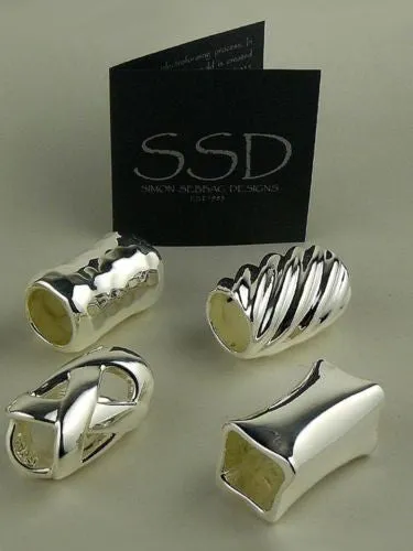 Simon Sebbag Ridged Sterling Silver Slide Bead 204 for Leather Necklace