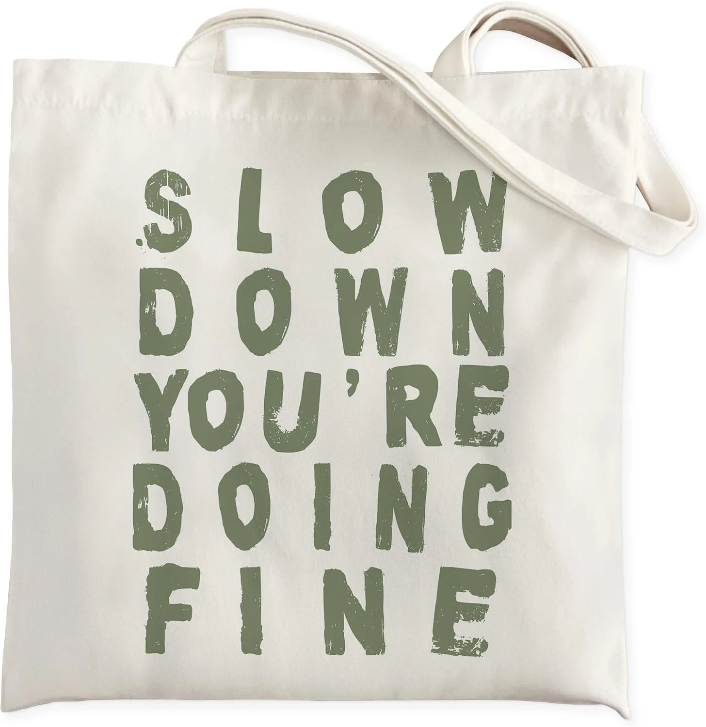 Slow Down You're Doing Fine Inspirational Tote Bag for Women, Positive Affirmations Gifts Canvas Tote Bag, Motivational Aesthetic Beach Bag, Reusable Grocery Shopping Bags, 15.5x15 Inch