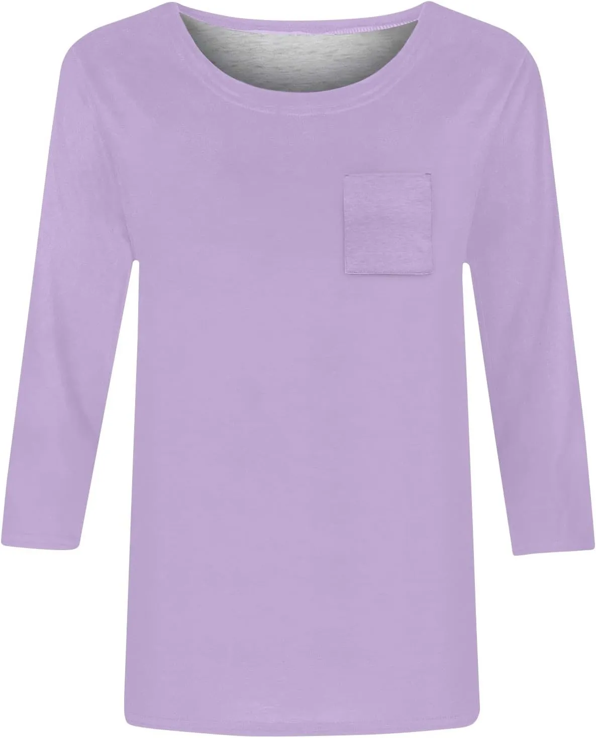 slqdgmryz 3/4 Length Sleeve Womens Tops Dressy Casual Crewneck Tshirts Shirts with Pocket Three Quarter Workout Blouses