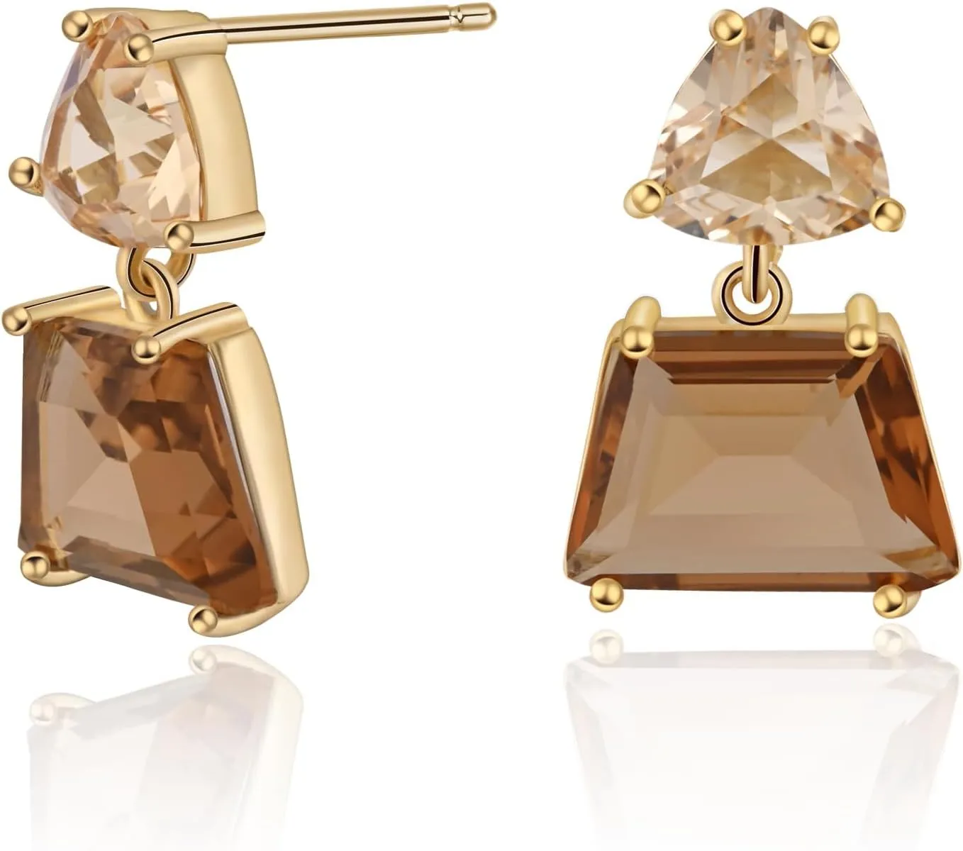 Small Brown Crystal Dangle Earrings for Women  Hypoallergenic Amber Drops, Lightweight Geometric Earrings for Sensitive Ears, Fashion Jewelry Gift for Birthday and Holidays
