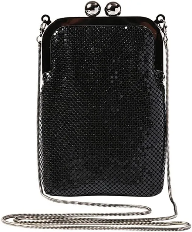 Small Clutch Bag With Sequins Purse With Chain Shoulder Evening Bags