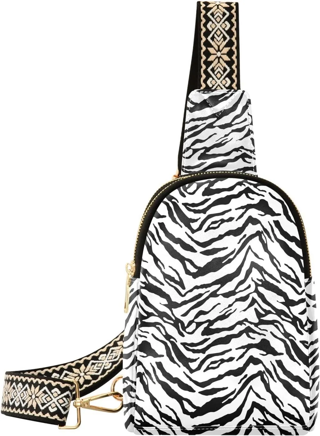 Small Crossbody Sling Bags for Women Seamless Zebra Pattern Leather Crossbody Fanny Packs Purses Animal Print Chest Bag Daypack Crossbody Backpack for Travel Sports Running Hiking