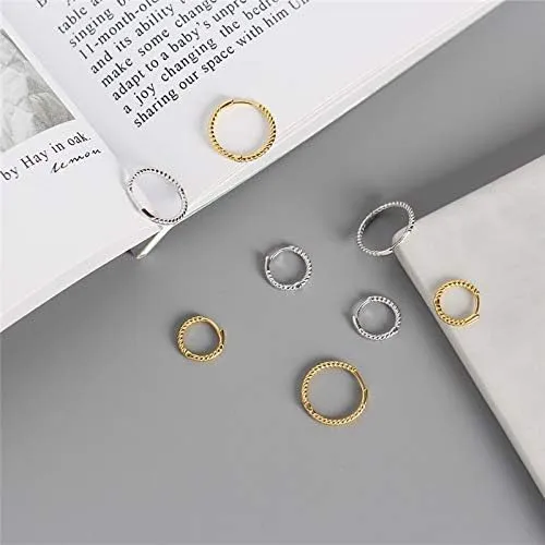 Small Hoop Earrings For Women Twisted Lines Circle 100% 925 Sterling Silver Earrings Ear Rings Clip Earrings