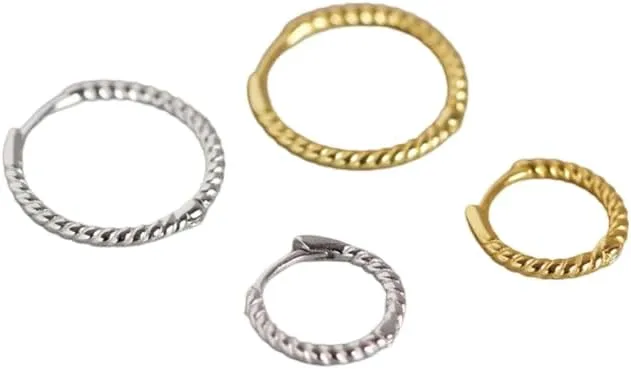 Small Hoop Earrings For Women Twisted Lines Circle 100% 925 Sterling Silver Earrings Ear Rings Clip Earrings