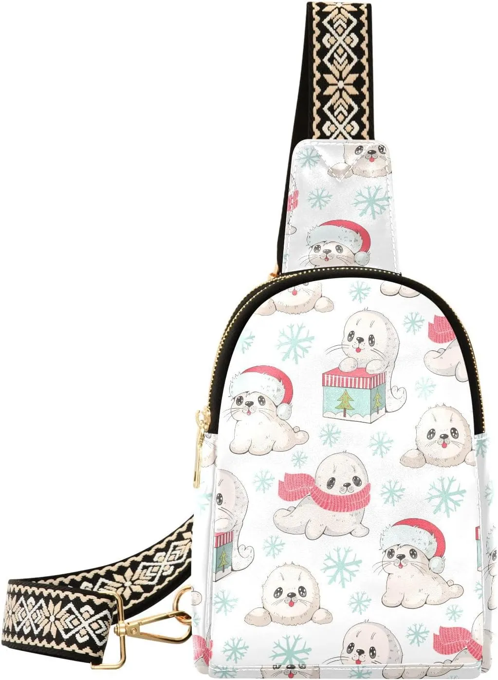 Small Sling Bag Fanny Packs Crossbody Bags for Women Cute Baby Seal Leather Fashion Chest Bag Belt Bag for Women for Travel Sports Running Hiking