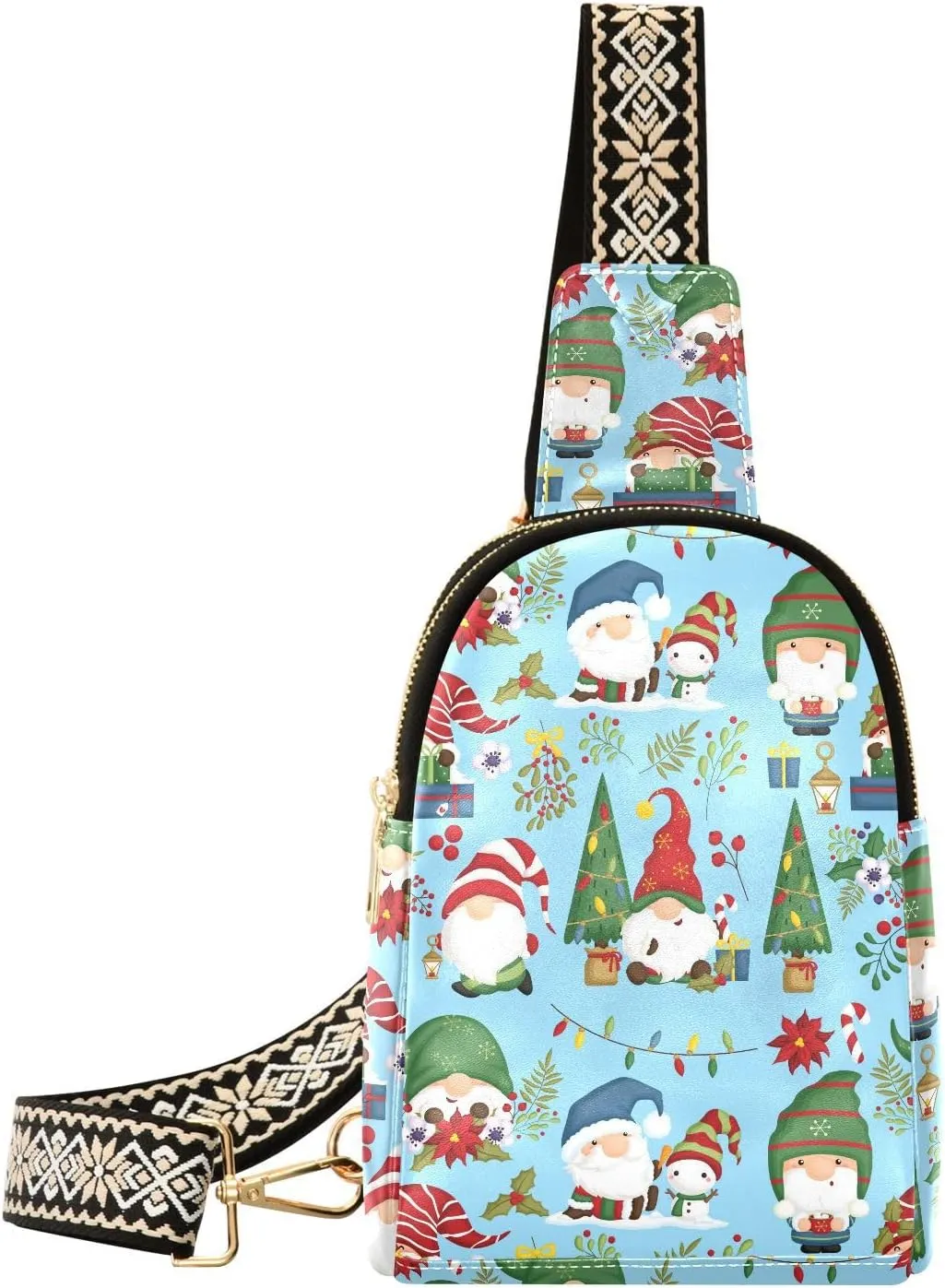 Small Sling Bag Fanny Packs Crossbody Bags for Women Cute Gnomes Leather Fashion Chest Bag Belt Bag for Women for Travel Sports Running Hiking