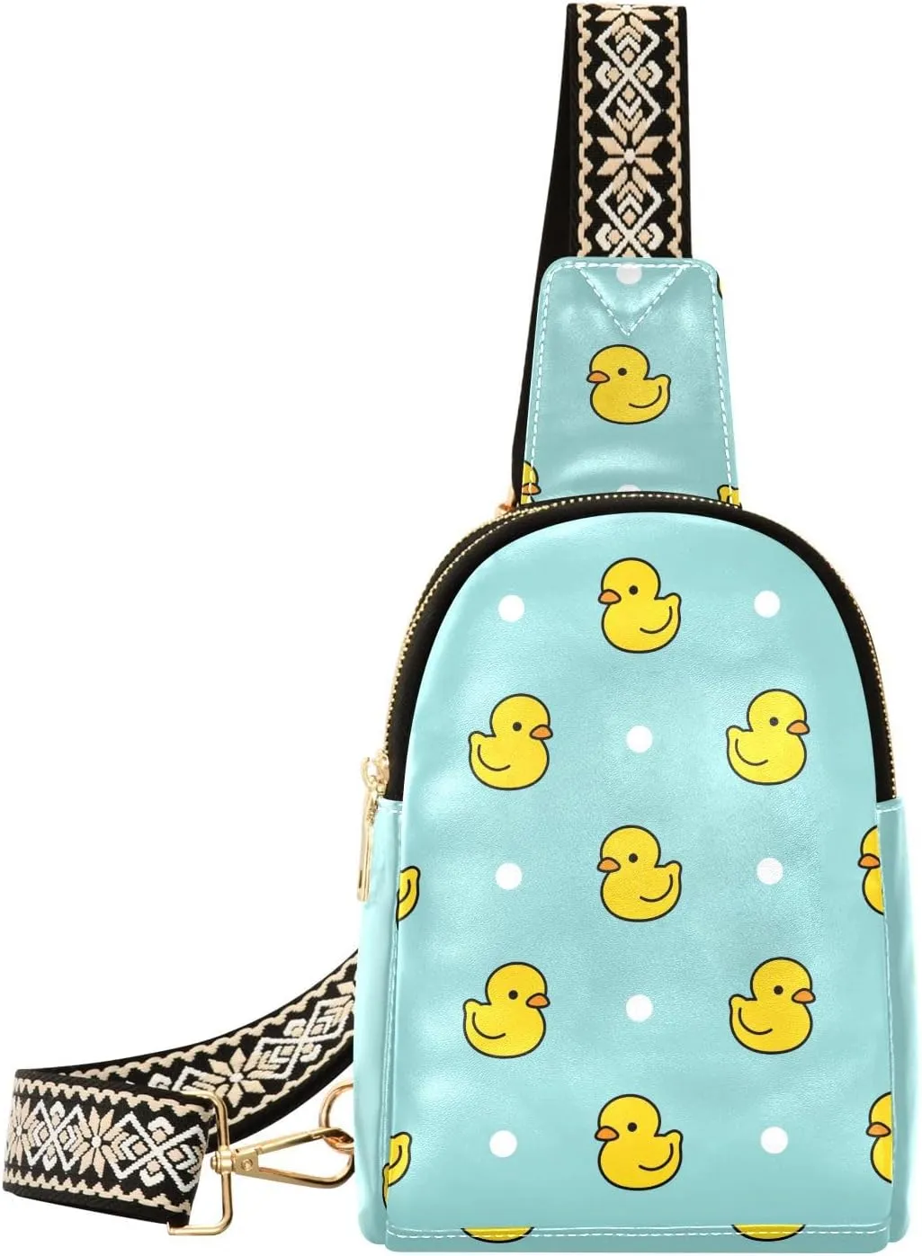 Small Sling Bag Fanny Packs Crossbody Bags for Women Little Rubber Ducks Pattern Leather Fashion Chest Bag Belt Bag for Women for Travel Sports Running Hiking