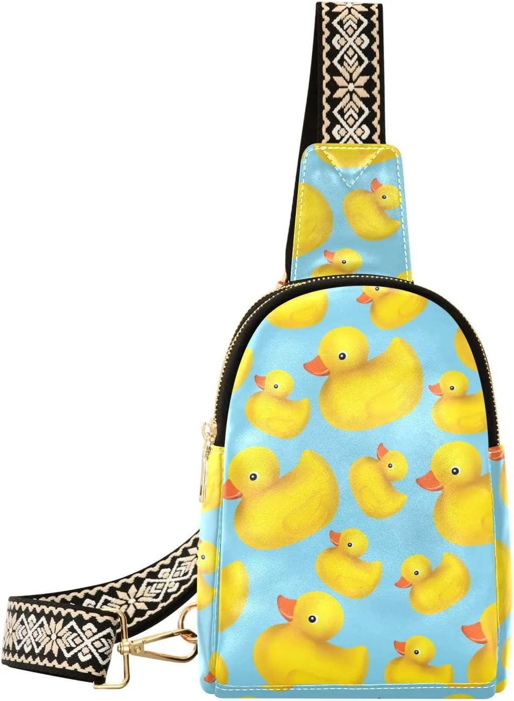 Small Sling Bag for Women Rubber Duck PC Leather Fanny Pack Crossbody Blue Fashion Waist Packs Chest Bag for Travel Sports Running Hiking