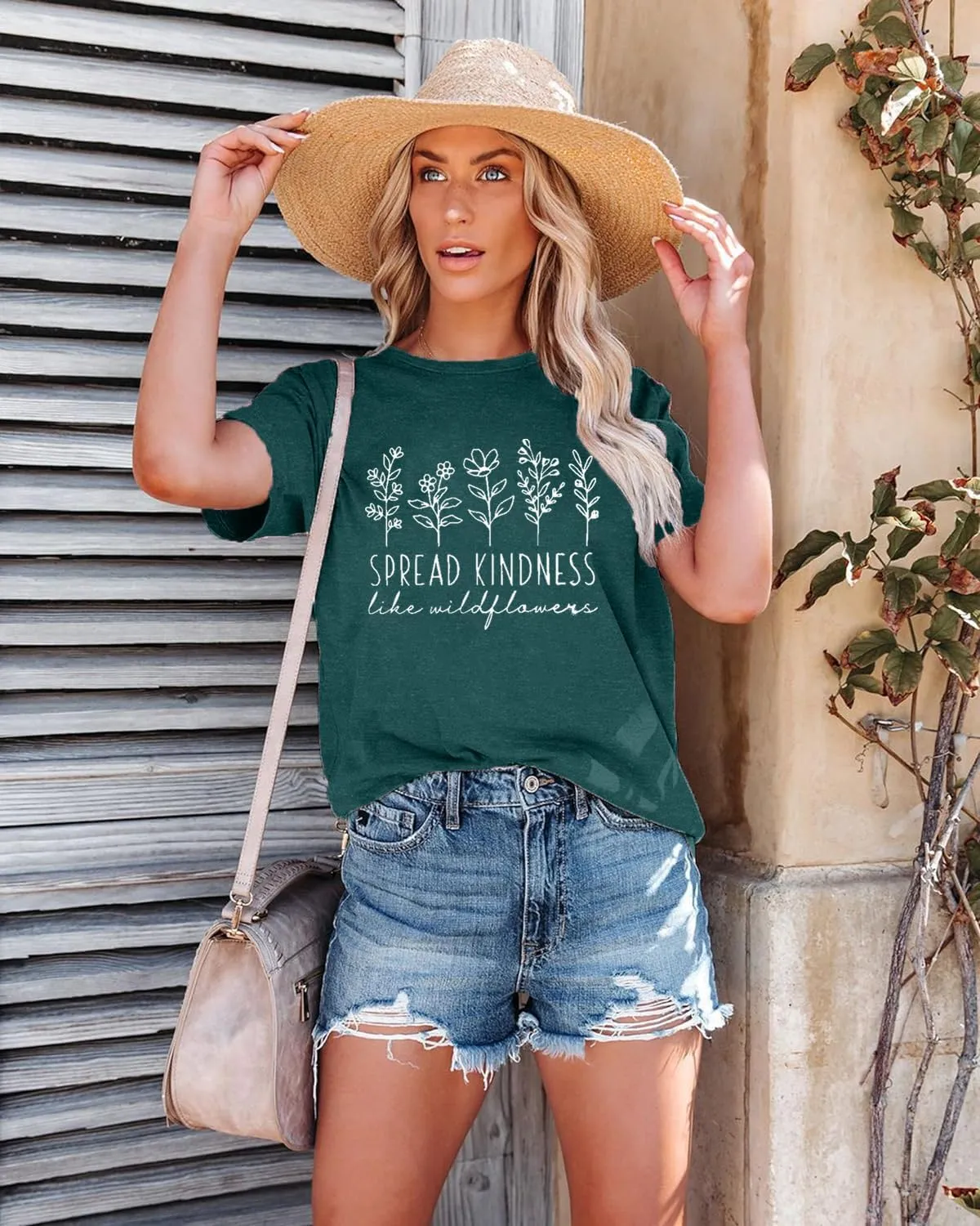 Spread Kindness Like Flower T-Shirt for Women Cute Flower Graphic Shirt Casual Positive Inspirational Short Sleeve Tee Top