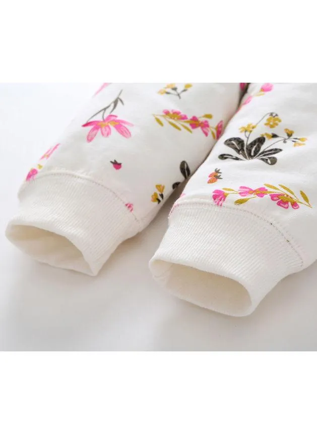 Spring Baby Girl Flower 2-Piece Outfits Hooded Jacket Pants