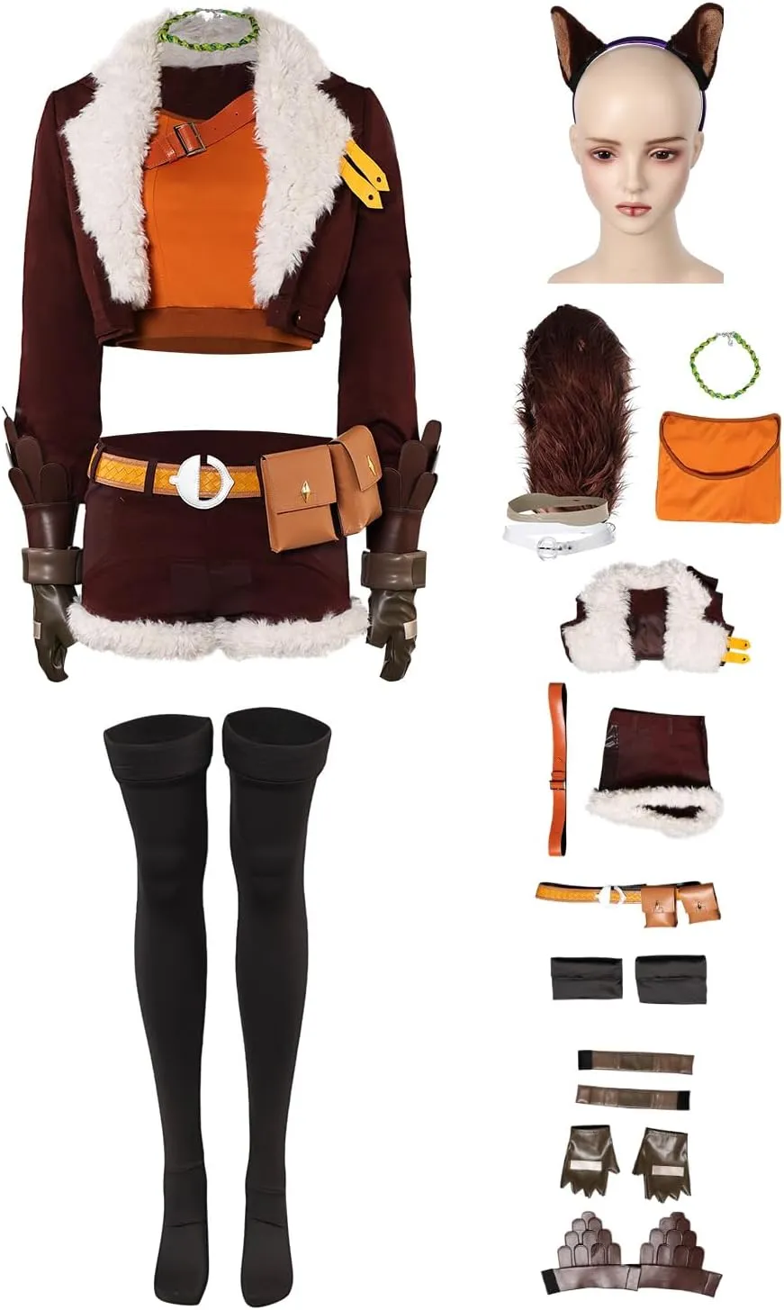 Squirrel Girl Costume Doreen Green Cosplay Women Superhero Outfits Hairbands Belts Tail Full Set Halloween Suit