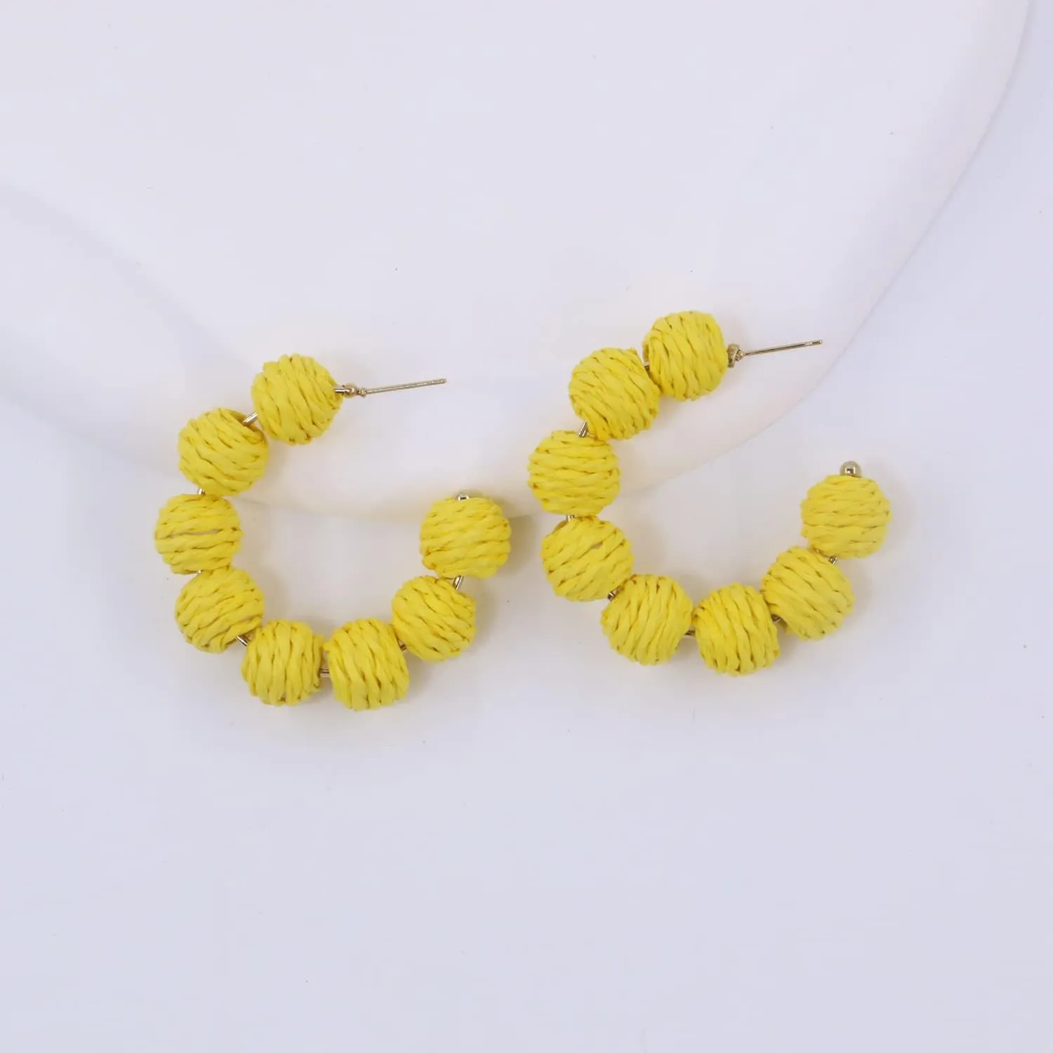 Statement Rattan Hoop Earrings, Raffia Earrings for Women Girls, Bohemian Raffia Dangle Earrings, Trendy Summer Earrings Jewelry Gifts