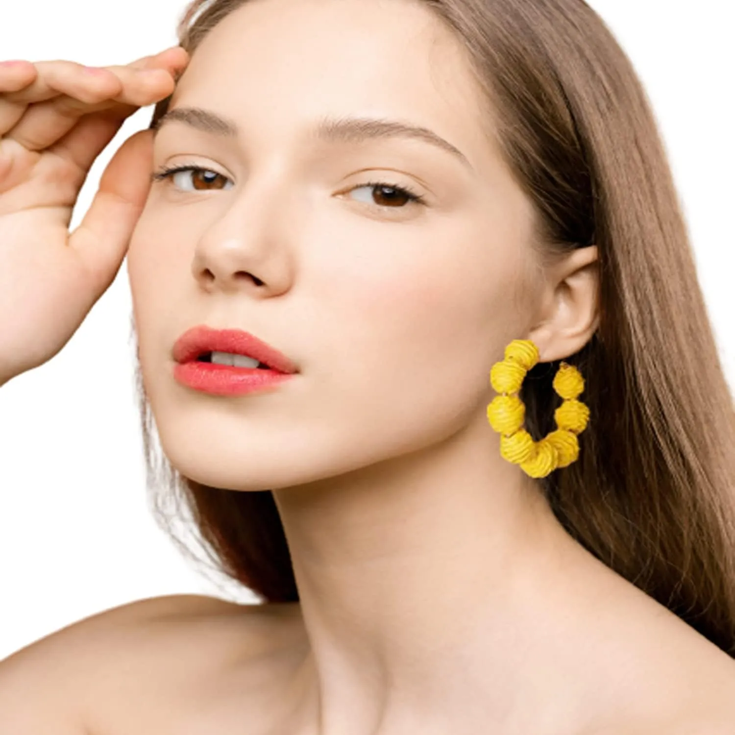 Statement Rattan Hoop Earrings, Raffia Earrings for Women Girls, Bohemian Raffia Dangle Earrings, Trendy Summer Earrings Jewelry Gifts