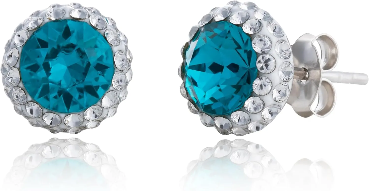 Sterling Silver Crystal Halo Stud Earrings
