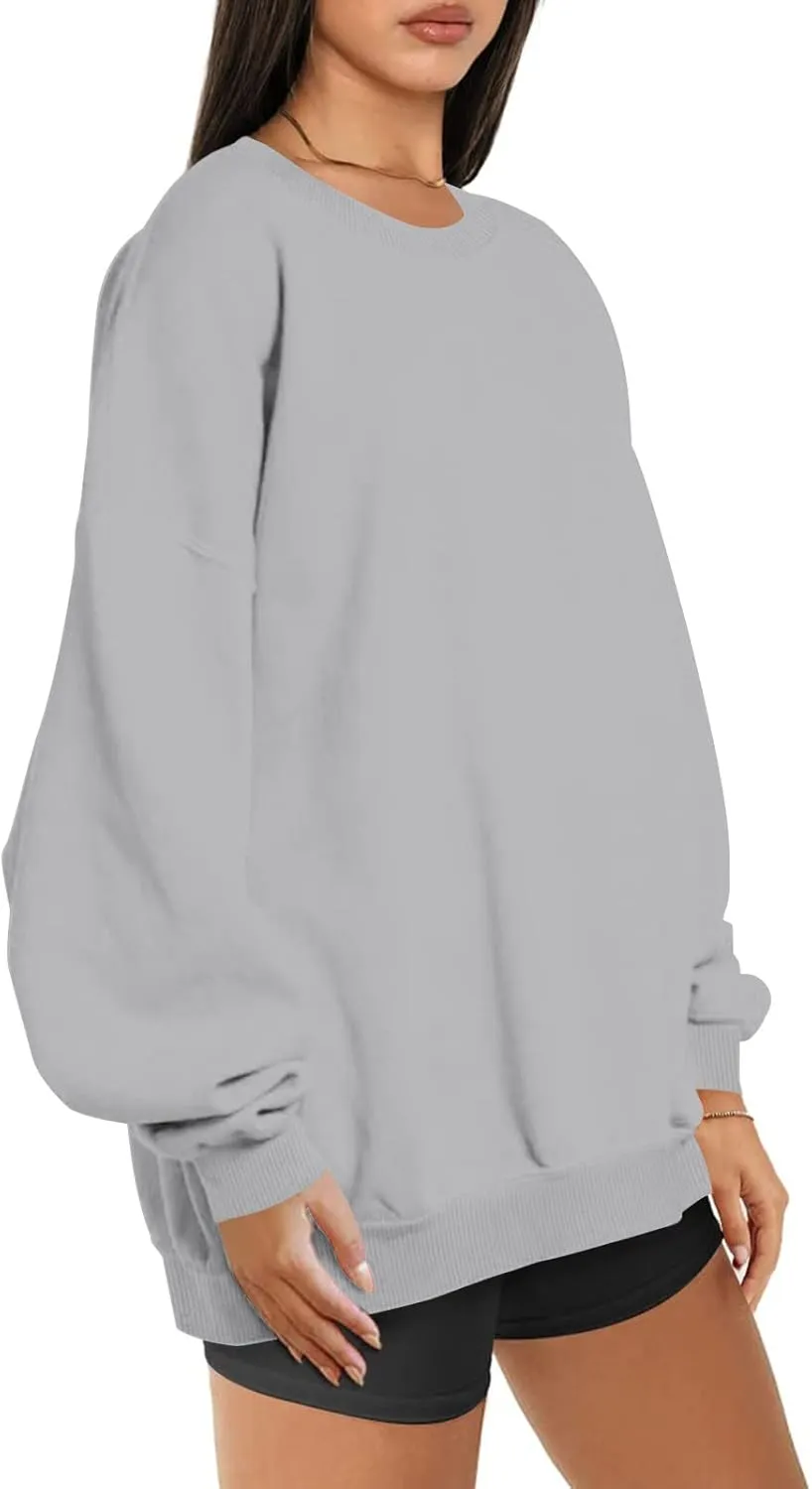 Stessotudo Oversized Sweatshirts for Women Crewneck Long Sleeve Baggy Boyfriend Tops Loose Fit Solid Casual Y2K Streetwear