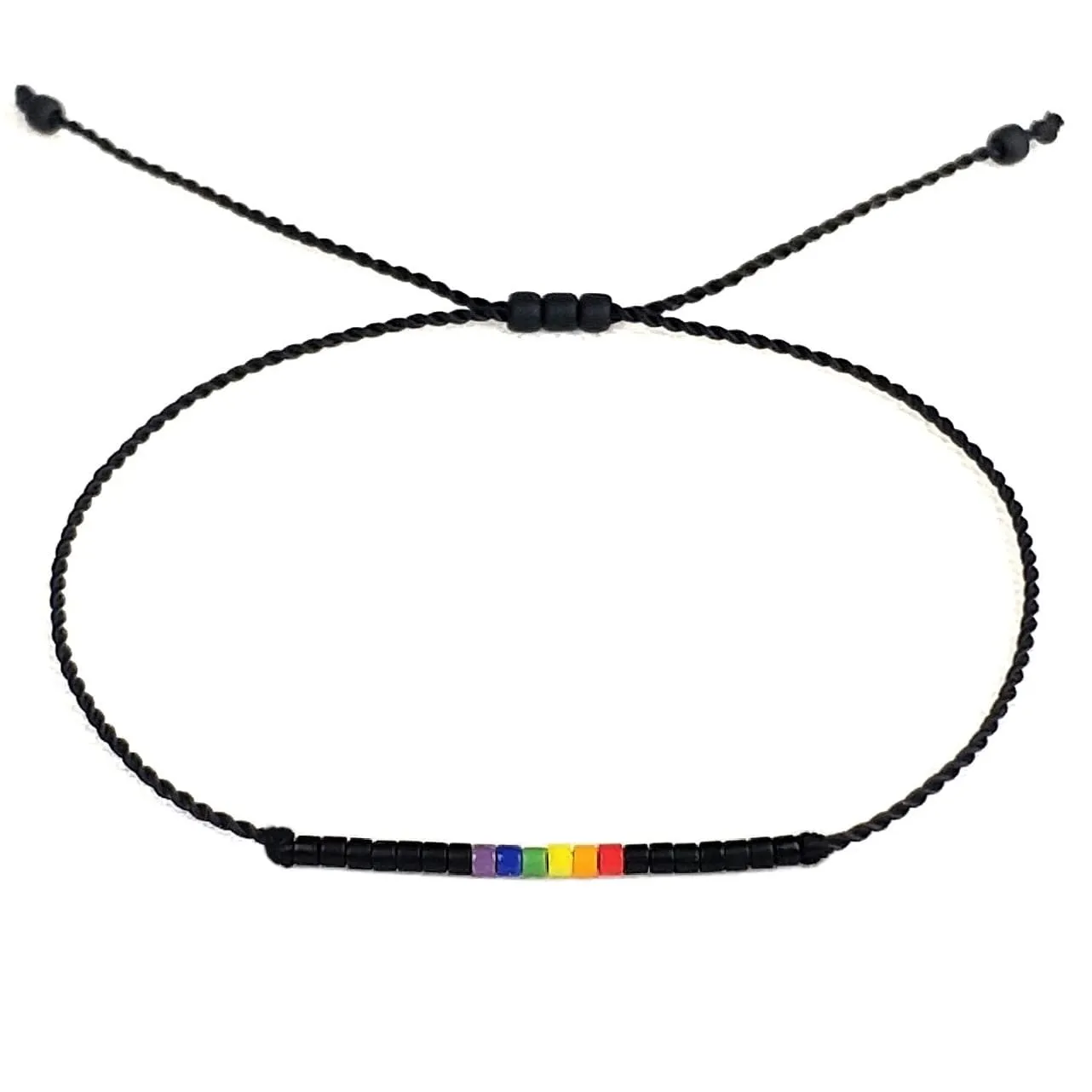 Subtle Pride Bracelet Cord, Rainbow Flag Anklet String, Gay Pride Jewelry Unisex, Subtle LGBT Bracelet Coming Out Gift For Gay Friend