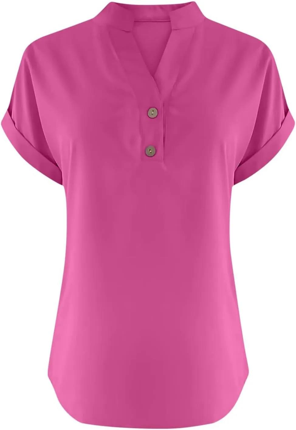 Summer Cotton Linen Shirts for Women 2025 Button Down Short Sleeve V Neck Shirts Solid Color Comfy Blouses Tunic Tops