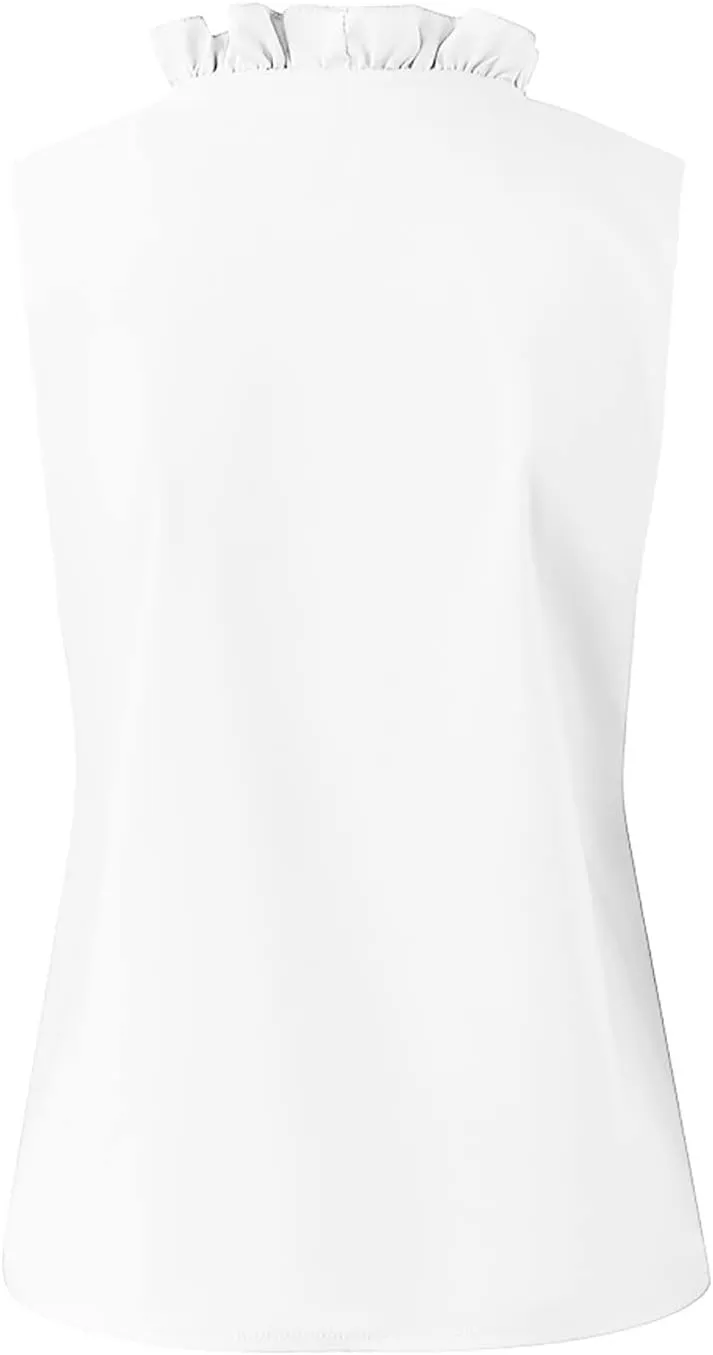 Summer Shirts for Women,Fashion Solid Loose-fit Blouse Elegant Ruffle V-Neck T-Shirt Business Casual Top for Work