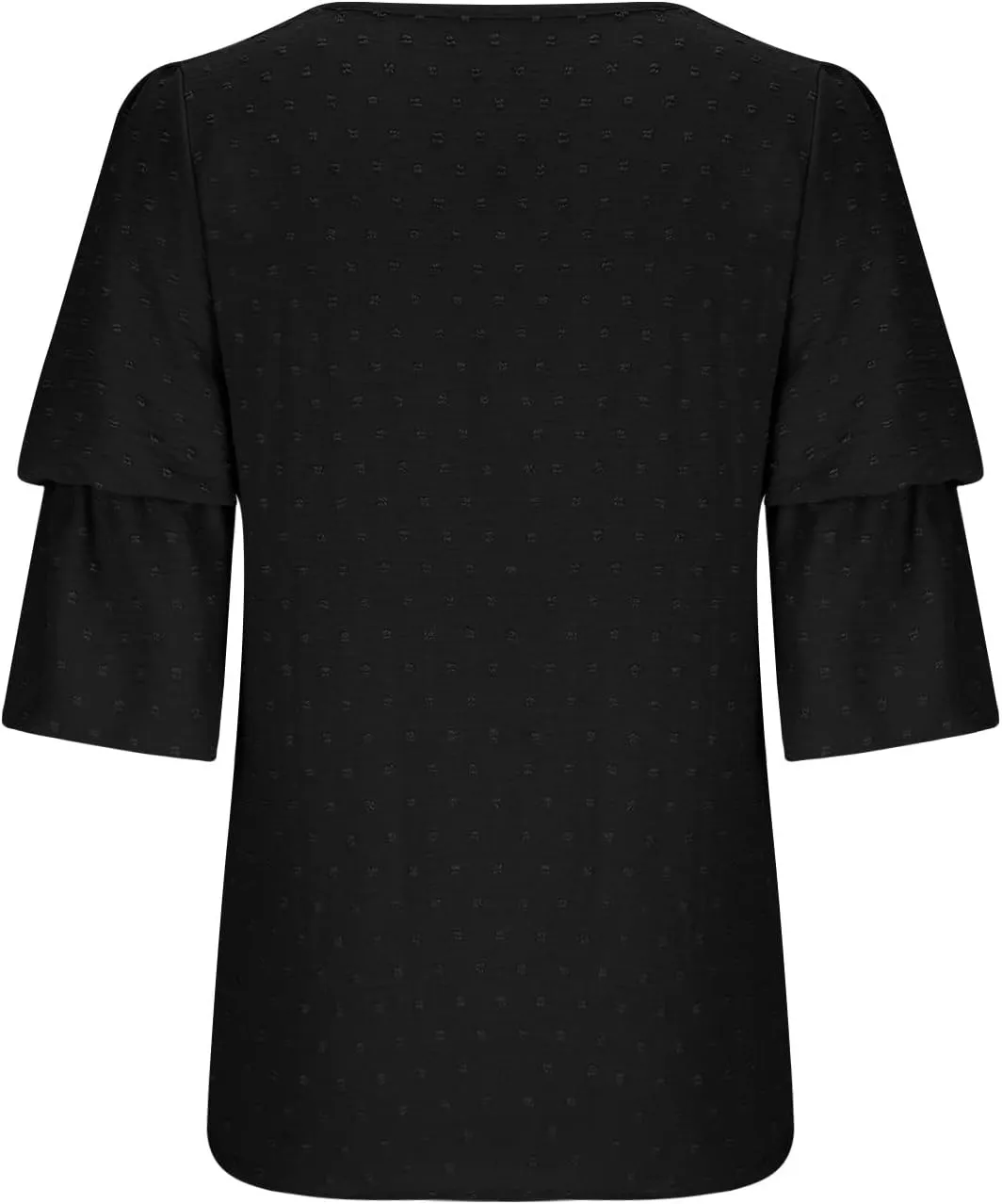 Summer Solid Color Tops Womens Chiffon Tunic V Neck Shirt Long Sleeve Tees Casual Polka Dot Blouse