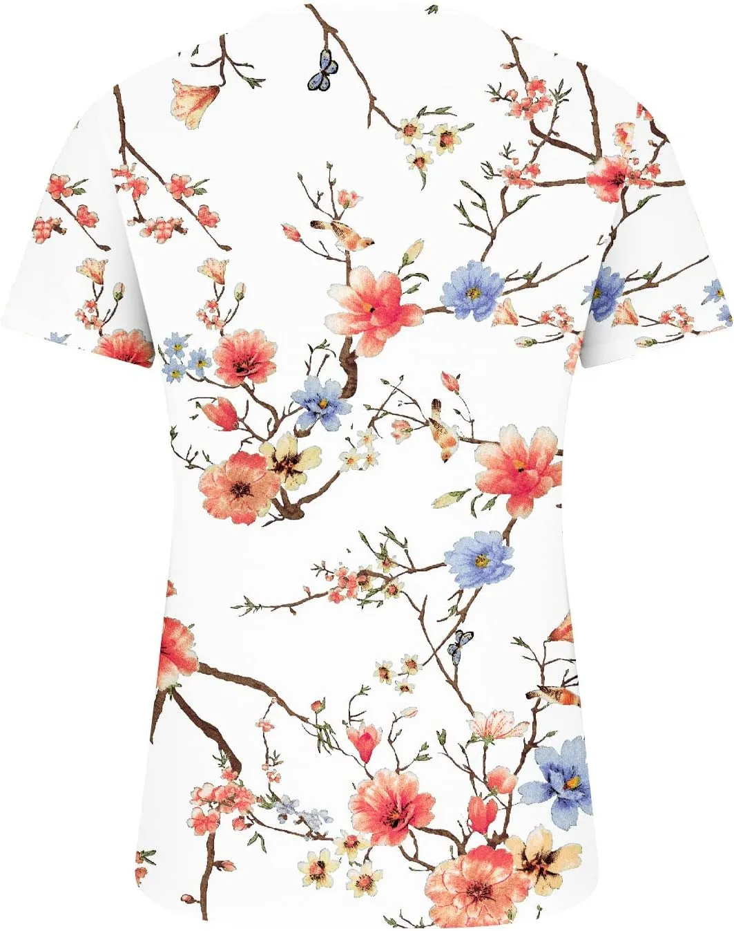 Summer Tops for Women 2024 Dressy Casual Boho Floral Print Tunic Shirts Short Sleeve Button Henley Tshirt Loose Blouse
