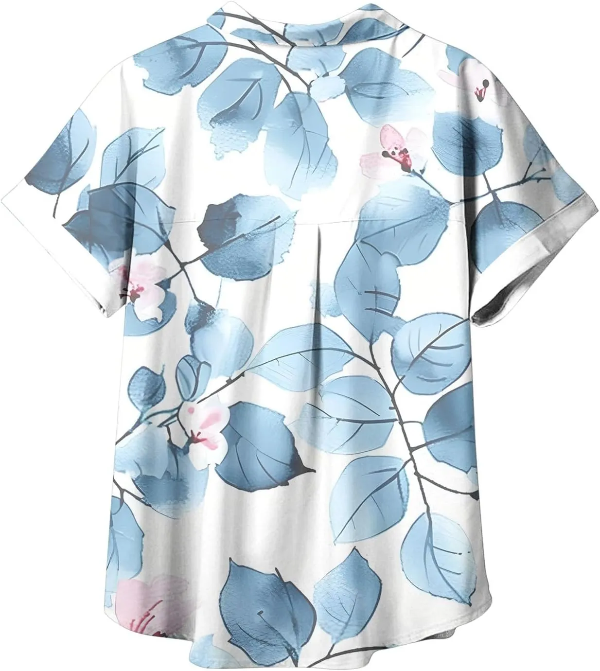 Summer Tops for Women 2024 Vacation Beach Vacation Short Sleeve Floral Print Shirts Casual Loose Bohemian Blouses