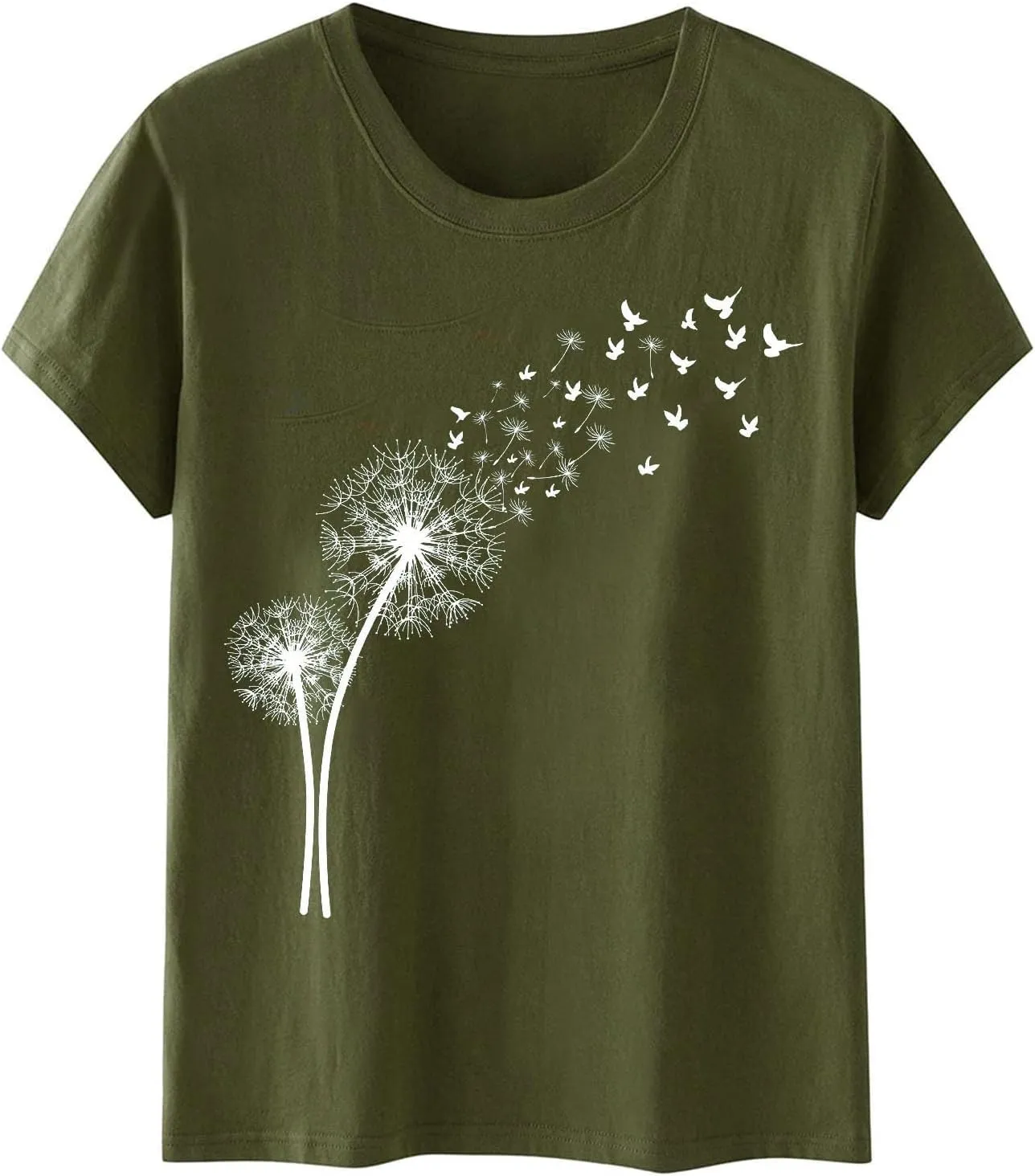 Summer Tops for Women 2025 Cute Floral Graphic Tee Shirt Dressy Round Neck Short Sleeve Tunic Pullover Petite Ladies Blouses