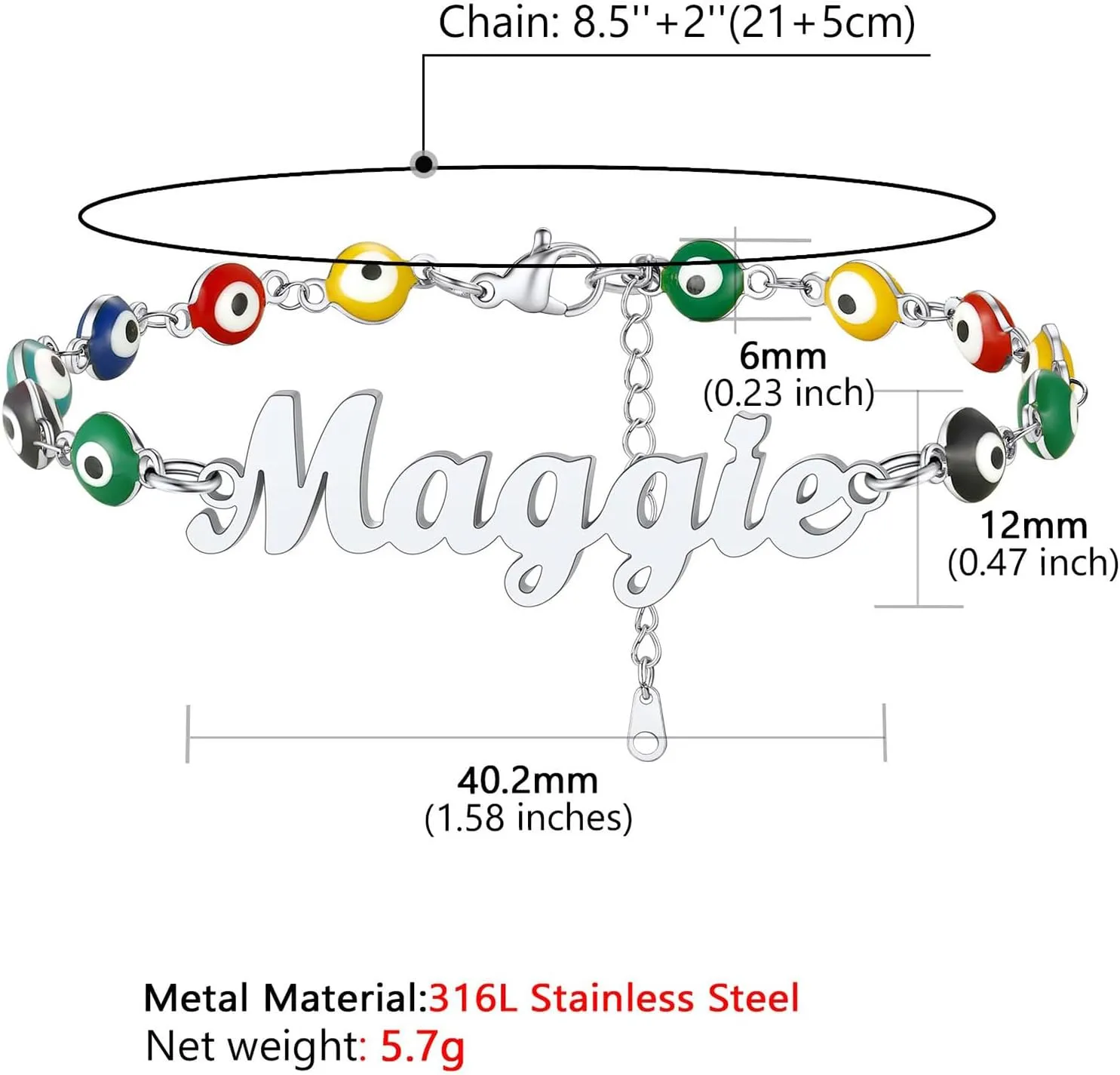 Supcare Evil Eye Anklets for Women,Cuban/Figaro/Mariner/Snake Chain Layered Ankle Bracelet Gifts (with Gift Packing)