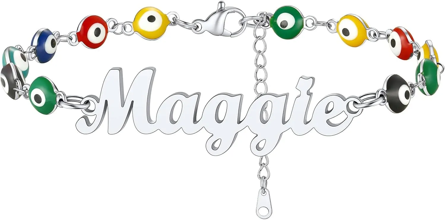Supcare Evil Eye Anklets for Women,Cuban/Figaro/Mariner/Snake Chain Layered Ankle Bracelet Gifts (with Gift Packing)
