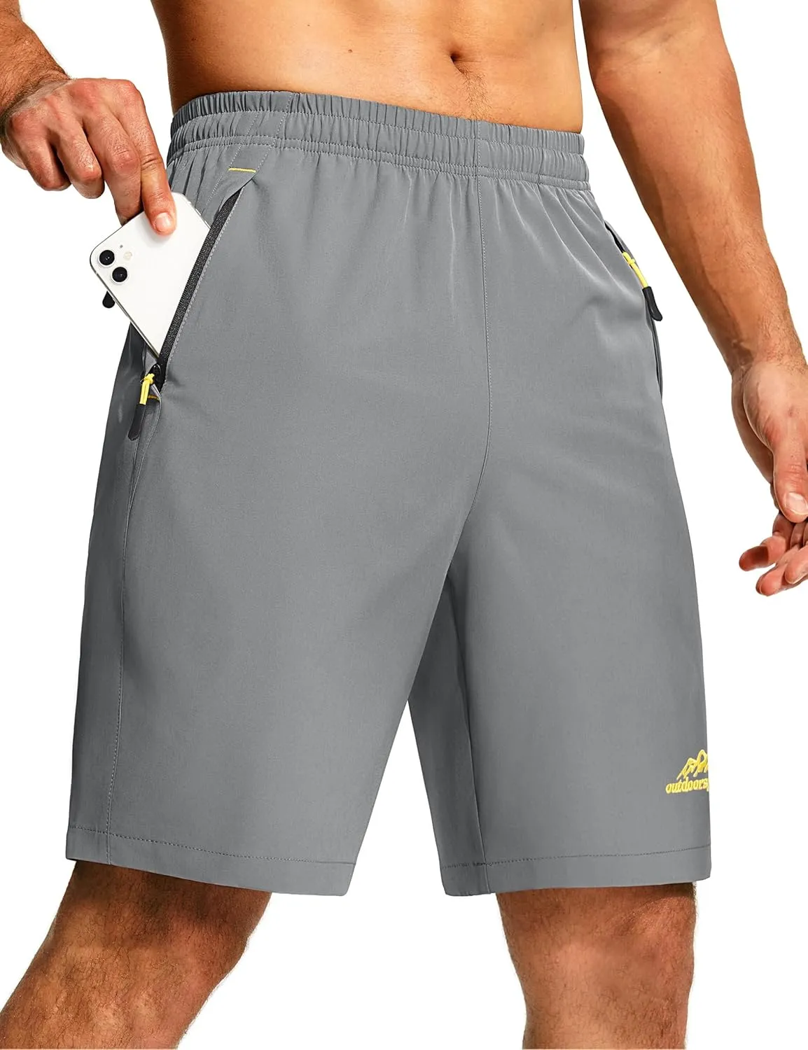 TACVASEN Men's Running Athletic Shorts 9" Quick Dry Workout Gym Shorts Lightweight Summer Shorts 3 Zipper Pockets